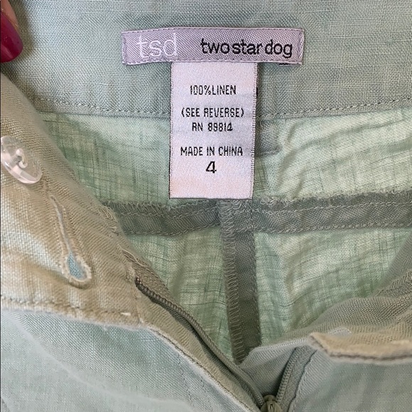 Two star dog linen crop pants size 4 - Picture 7 of 8